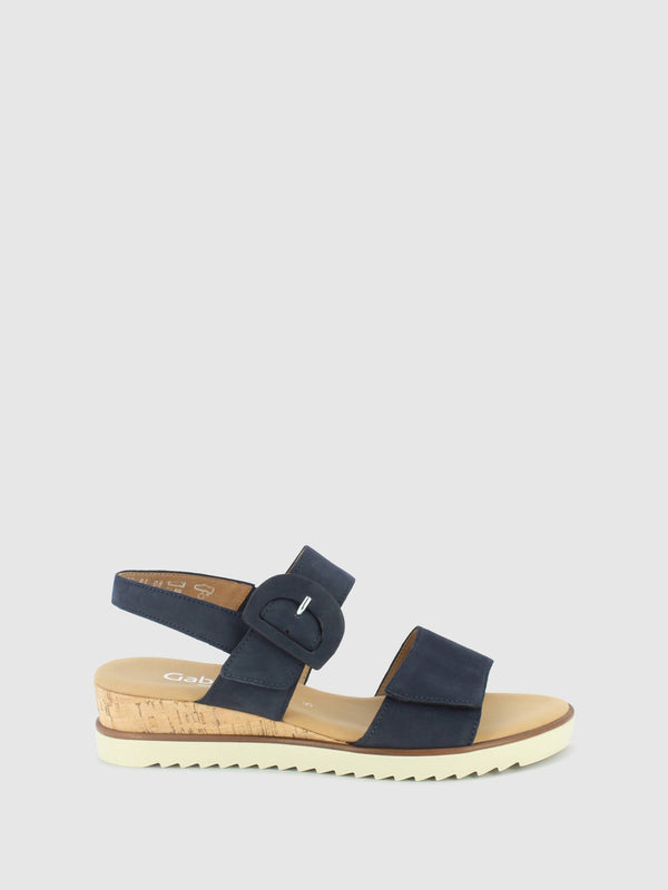 Sandálias com Velcro em Azul Marinho